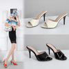 Women Slippers Sandals Summer High Heels Sexy Stiletto Ladys Shoes Heels Out Slide Red Open Toe Party Shoes