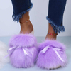Outwear furry shoes women autumn winter bowknot household plush cotton slippers