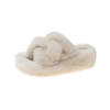 Newest 5.8CM Platform Winter Women Furry Slippers Plush Cross Faux Fur Shoes Indoor Ladies Sandalias Fluffy House Slides
