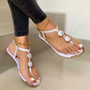 New Women Fashion Casual Beach Outdoor Summer Sandals Metal Decoration Ladies Flat Shoes