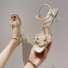 Chunky Heeled Sandals Retro Square Rome Shoes Small Fresh Party Dress Slippers Beach Slides