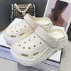 2024 autumn and winter clogs cotton boots high heels plus velvet cave shoes thickened warm woolly home cotton shoes women