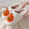 Ghost Face Pumpkin Halloween Slippers Women Men Soft Warm Plush Cozy Slippers Indoor Fuzzy Winter Home Footwear House Shoes