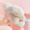 NEW Design Women Winter House Furry Slippers Women Cross Fluffy Fur Home Slides Flat Indoor Floor Shoes Ladies Flip Flops