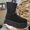 Suede Cotton Boots Snow Warm Ankle Chelsea Snow Boots 2023 Winter Thick Sole Goth Shoes New Short Plush Walking Chaussure Women