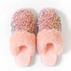 Winter Sequins Plush Cotton Slippers For Women Flats New Fashion Platform Casual Home Suede Fur Warm Flip Flops