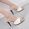 Women Slippers Sandals Summer High Heels Sexy Stiletto Ladys Shoes Heels Out Slide Red Open Toe Party Shoes
