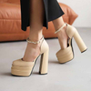Women's Hi-Lo High Heel Platform Pump Sandals lady sexy party Model Fashion catwalk