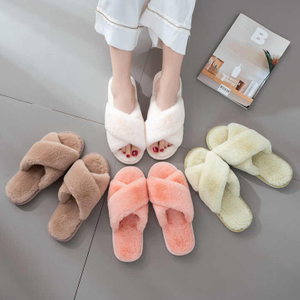 Furry Women Winter Female Warm Slippers Candy Color Indoor Outdoor Home Slippers Wear Thick Leisure Fashion Cross Cotton 