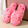 Women's Winter Bow Cotton Slippers Girl Home Non-Slip Plush Shoes Female Warm Slippers