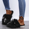 Outwear furry shoes women autumn winter bowknot household plush cotton slippers