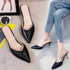 Spring new mid-heel stiletto pointed sandals fashionable closed-toe rivet slippers