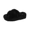 Newest 5.8CM Platform Winter Women Furry Slippers Plush Cross Faux Fur Shoes Indoor Ladies Sandalias Fluffy House Slides