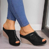 Wedges High Heel Sandals Women New Fashion Denim Cotton Peep Toe Slip-on Slingback Slipper Shoes Casual Female Sandalias