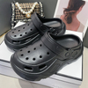 2024 autumn and winter clogs cotton boots high heels plus velvet cave shoes thickened warm woolly home cotton shoes women