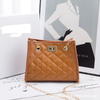 New Small Square Diamond Lattice Bag Pu Solid Zipper Fashion Single Shoulder Messenger Bag With Chain Ladies Handbag
