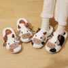 Cows Fluffy Fur Slippers Women Winter Warm Closed Plush Home Slippers Flat Cute Animal Slides Shoes