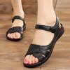 Women Comfortable Outdoor Sandals Casual Plus Size Slippers Round on Plus Size Wedge Shoes Soft Leather Flat Mom Shoes