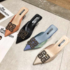 New cheap women's shoes summer pointed toe half slippers lady's stiletto mid heel sandals