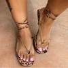 Summer New Bohemian Ethnic Style Ankle strap Women's Strappy Flat Sandals Fashion Casual Beach Roman Shoes