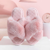 NEW Design Women Winter House Furry Slippers Women Cross Fluffy Fur Home Slides Flat Indoor Floor Shoes Ladies Flip Flops