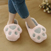 Fuzzy Plush Slippers Cats Pad Cartoon Animal Pink Grey Bear Paw Black Girls Anti-slip Indoor Floor Shoes