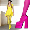 Women's Hi-Lo High Heel Platform Pump Sandals lady sexy party Model Fashion catwalk