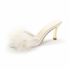 Women Summer New Fashion Hairy Stiletto Sandals Word Drag Open Toe Wear High Heel Slippers