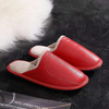 Mens winter slippers short plush indoor shoes unisex fashion leather slipper women bedroom foot wear