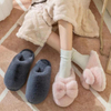 Cute Bow Fur Slippers Women Winter Warm Closed Plush Home Slipper Kawaii Slides Shoes Flat 