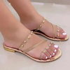  Bohemian Transparent shoelaces Dressy Flat Shoes Women's Summer Sandals Casual Comfy Beach