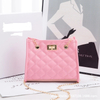 New Small Square Diamond Lattice Bag Pu Solid Zipper Fashion Single Shoulder Messenger Bag With Chain Ladies Handbag