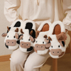 Cows Fluffy Fur Slippers Women Winter Warm Closed Plush Home Slippers Flat Cute Animal Slides Shoes