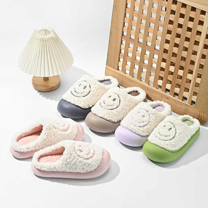 Winter Women Men Slippers Indoor Flip Flops Warm Cartoon Fashion Silent Non-Slip Home Couples Shoes Slides Flat Casual