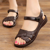Women Comfortable Outdoor Sandals Casual Plus Size Slippers Round on Plus Size Wedge Shoes Soft Leather Flat Mom Shoes