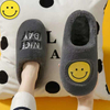 Popular Cartoon Home Warm Couple One Word Thick Bottom Slippers Women's Shoes Cotton Slippers