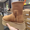 Suede Cotton Boots Snow Warm Ankle Chelsea Snow Boots 2023 Winter Thick Sole Goth Shoes New Short Plush Walking Chaussure Women