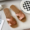 Wholesale summer Rome Cross strap women's flat slippers beach Woven belt ladies platform Sandals