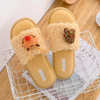Christmas Winter New Cotton Cute Curly Fur Cartoon Slippers Women's Home Warm Plush 
