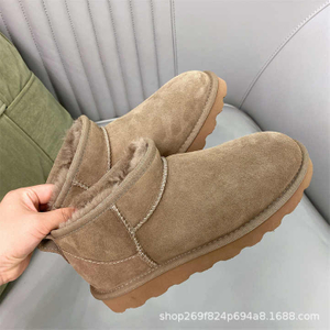 Women's New Brand Flat Heel Short Barrel Snow Boots Women's Autumn/Winter Thickened plush Warm Cotton Shoes Snow Boots