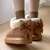 Winter Women Cute Warm Ankle Boots Outdoor Non-slip Thick Sole Plush Snow Boots Furry Bow Cotton Shoes