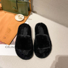 Home Slippers Women's Flat Shoes Female Lady Fur Slides Soft Plush Cotton Indoor Winter