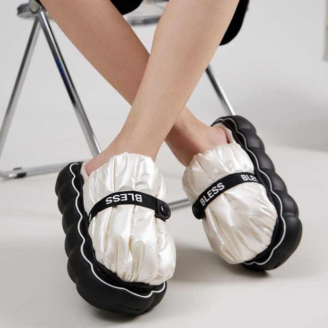 Comfort cloud Winter Home Slippers Women Warm Memory Foam Soft Fluffy Shoes Closed Toe Indoor House Slippers