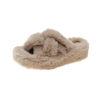Newest 5.8CM Platform Winter Women Furry Slippers Plush Cross Faux Fur Shoes Indoor Ladies Sandalias Fluffy House Slides