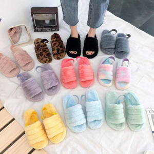 Autumn Winter Plush Women Sandals Soft Comfortable Casual All-matched Strap Home Slippers Outdoor Flat Non-slip 