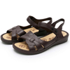 Women Comfortable Outdoor Sandals Casual Plus Size Slippers Round on Plus Size Wedge Shoes Soft Leather Flat Mom Shoes