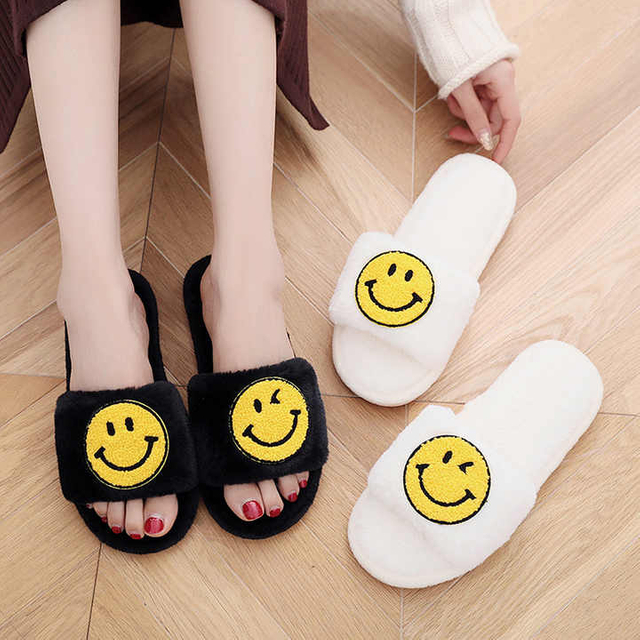 Winter Home Women Fluffy Slippers Slides New Kawaii Slippers Open-Toe Bedroom Cartoon Ladies House Fur 