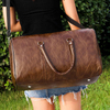Retro Brown Men's Hand Luggage Bag Leather Large Capacity Travel Bag Business Weekend One Shoulder Messenger Bag