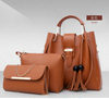 Womens Famous Brands Ladies PU 3 Pcs Bag Handle Shoulder Bag Tassel Tote Purse Handbag 