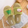 Christmas Winter New Cotton Cute Curly Fur Cartoon Slippers Women's Home Warm Plush 